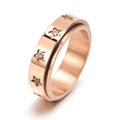 Rotatable rose gold spinner ring with hollow star patterns and embedded zircons - US 5 / Rose Gold