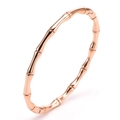 Minimalist 18K rose gold bamboo joint bangle with polished stainless steel finish - Rose Gold
