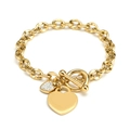 Bracciale a cuore in oro rosa con catena a maglie grosse e classica chiusura a levetta OT - Oro