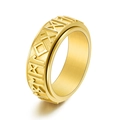 Détail des runes nordiques sur bague rotative en acier inoxydable doré pour homme - US 6 / Doré