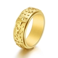 Gouden draaibare fidget ring met matte textuur en sterren in reliëf voor dames en heren - US 6 / Goud