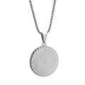 Polished silver stainless steel round pendant necklace with engraved serenity prayer - Silver Pendant Only (Without Chain)