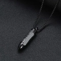 Collar para hombre de acero inoxidable negro con colgante de bala y texto grabado - Solo Colgante (Sin Cadena) / Negro