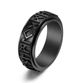 Bague rotative viking avec runes nordiques en acier inoxydable noir mat pour homme - US 6 / Noir