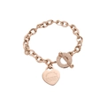 Bracciale in acciaio inossidabile oro rosa con ciondolo a cuore e chiusura a levetta - Oro rosa