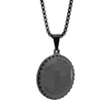 Matte black stainless steel round pendant necklace with engraved Serenity Prayer - Black Pendant Only (Without Chain)