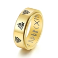 Gold Viking Valknut spinning ring for men made of durable stainless steel with runes - US 6 / Gold