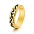 Goldener Titanstahl-Doppelschicht-Ring mit schwarzem Drachenmuster und Drehfunktion - US 5 / Gold