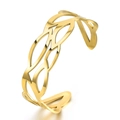 Elegante bracciale rigido a C in acciaio inossidabile oro rosa con onde cave - Oro
