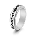 Minimalistischer Doppelring aus Titanstahl mit schwarzem Drachenmuster und Drehfunktion - US 5 / Silber