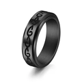 Drehbarer Drachen-Entspannungsring aus Edelstahl mit schwarzem gebürstetem Finish - US 5 / Schwarz