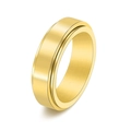 Bague minimaliste en acier inoxydable doré avec finition polie et texture en métal brossé - US 5 / Doré