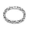 Poliertes silbernes Byzantinisches Kettenarmband aus Edelstahl mit sicherem Klappverschluss - 19cm