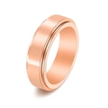 Bague rotative en or rose poli avec un design minimaliste en acier inoxydable à double couche - US 5 / Or rose