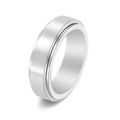 Modern silver spinner ring in polished stainless steel for stress relief and fashion - US 5 / Silver