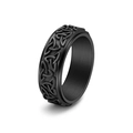 Mattschwarzer Edelstahl-Spinnerring mit keltischer Triquetra-Gravur für Herren - US 6 / Schwarz