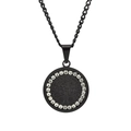 Titanium steel tree of life necklace with black circular pendant and white crystals - Black [Pendant Only]