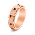 Bague rotative en or rose avec étoiles ajourées et finition mate sablée - Or rose