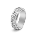 Silberner Edelstahl-Spinner-Ring mit keltischem Triquetra-Knoten-Reliefdesign - US 6 / Silber