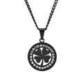 Collana con ciondolo a quadrifoglio in acciaio inossidabile nero con zirconi brillanti - Solo Pendente (Senza Catena) / Nero