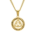 Gold Viking necklace with hollow Triquetra knot and Elder Futhark runes on steel pendant - Gold [Pendant Only]