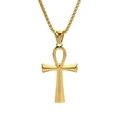 Gepolijste gouden Ankh kruis hanger met roestvrijstalen box ketting voor heren - Alleen Hanger (Zonder Ketting) / Goud
