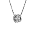 Collar unisex de acero de titanio con colgante cilíndrico, circonita incrustada y cadena - Pequeño Plata (Solo Colgante)