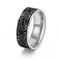 Vintage Wikinger Ring aus Edelstahl mit keltischem Knoten und schwarzer Emaille - US 7 / Silber
