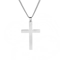 Pendentif croix poli en acier inoxydable argenté pour homme et femme sur fond blanc - Pendentif Seul (Sans Chaîne) / Argent