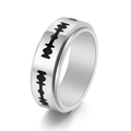 Anillo giratorio para hombre de acero inoxidable con motivos de cuchillas negras en plata - US 6 / Plateado