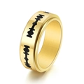 Anillo de oro pulido para hombre con patrones de cuchillas negras en acero - US 6 / Dorado