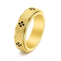 Goldener drehbarer Edelstahlring mit matter Oberfläche und hohlen Kleeblatt-Mustern - US 5 / Gold
