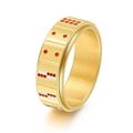 Draaibare gouden roestvrijstalen spinner ring met rood en wit domino poker patroon - US 6 / Goud