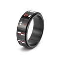 Heren spinner ring van zwart roestvrij staal met domino dobbelsteenpatroon in rood en wit - US 6 / Zwart