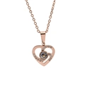 Rose gold heart projection necklace with 100 languages of I love you and crystals - With Chain / Rose Gold