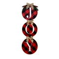 Hängender Weihnachts-Türkranz JOY mit rot-schwarzem Karomuster und Beeren-Dekoration - 34cm Durchmesser
