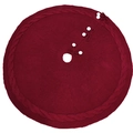 Roter gestrickter Weihnachtsbaumrock mit Zopfmuster und weißen Pompons für Baumdeko - 122 / Rot