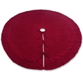 Klassische rote Weihnachtsbaumdecke mit Zopfmuster und Strickbändern für Dekoration - Weiß Gestrickte Baumdecke 122 / Rot