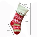 Chaussette de Noël tricotée rouge blanc vert avec flocons de neige et pompons - Haut Blanc