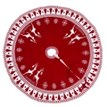 Knitted Christmas tree skirt with reindeer and snowflake patterns in red and white - 122cm Double Sided Reindeer Tree Skirt