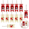 12-teiliges Set Weihnachtsanhänger aus Holz mit Weihnachtsmann und Schneemann Motiven - 12-teiliges Set (6 Schneemann & 6 Weihnachtsmann)
