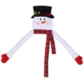 Creative snowman Christmas tree topper with long arms, black hat and red plaid scarf detail - Large Snowman Tree Topper