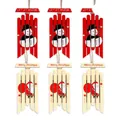 6er-Set hölzerne Weihnachtsschlitten-Anhänger mit Schneemann und Weihnachtsmann-Motiven - 6-teiliges Set (3 Schneemann & 3 Weihnachtsmann)