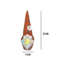 Measurement of 30cm tall Easter gnome ornament with orange plaid hat holding a striped egg - Orange Checkered Egg Gnome