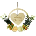 Ghirlanda di benvenuto in legno con rose champagne e segno del cuore per la porta - Ghirlanda di Cuore