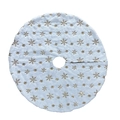 Jupe de sapin de Noël en peluche blanche avec des flocons de neige dorés et pailletés - Jupe de Sapin à Paillettes Dorées / 90cm