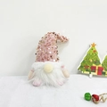 Gnomo di Natale con paillettes rosa, barba bianca e ornamenti festivi per casa - Rosa (Con Luce LED)