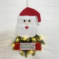 Lighted Santa Claus Christmas wreath hanger with pine needles and Merry Christmas sign - Pine Needle Santa Claus (JQ23SZGJ03) / 50x35cm