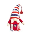 Poupée gnome patriotique aux couleurs des USA avec chapeau rayé, étoiles et barbe blanche - Style Gnome à Étoiles et Rayures Rouges / Rouge