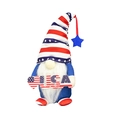 Détail du gnome du 4 juillet avec signe USA et motifs d'étoiles rouges blancs bleus - Style Gnome avec Signe USA Bleu / Bleu